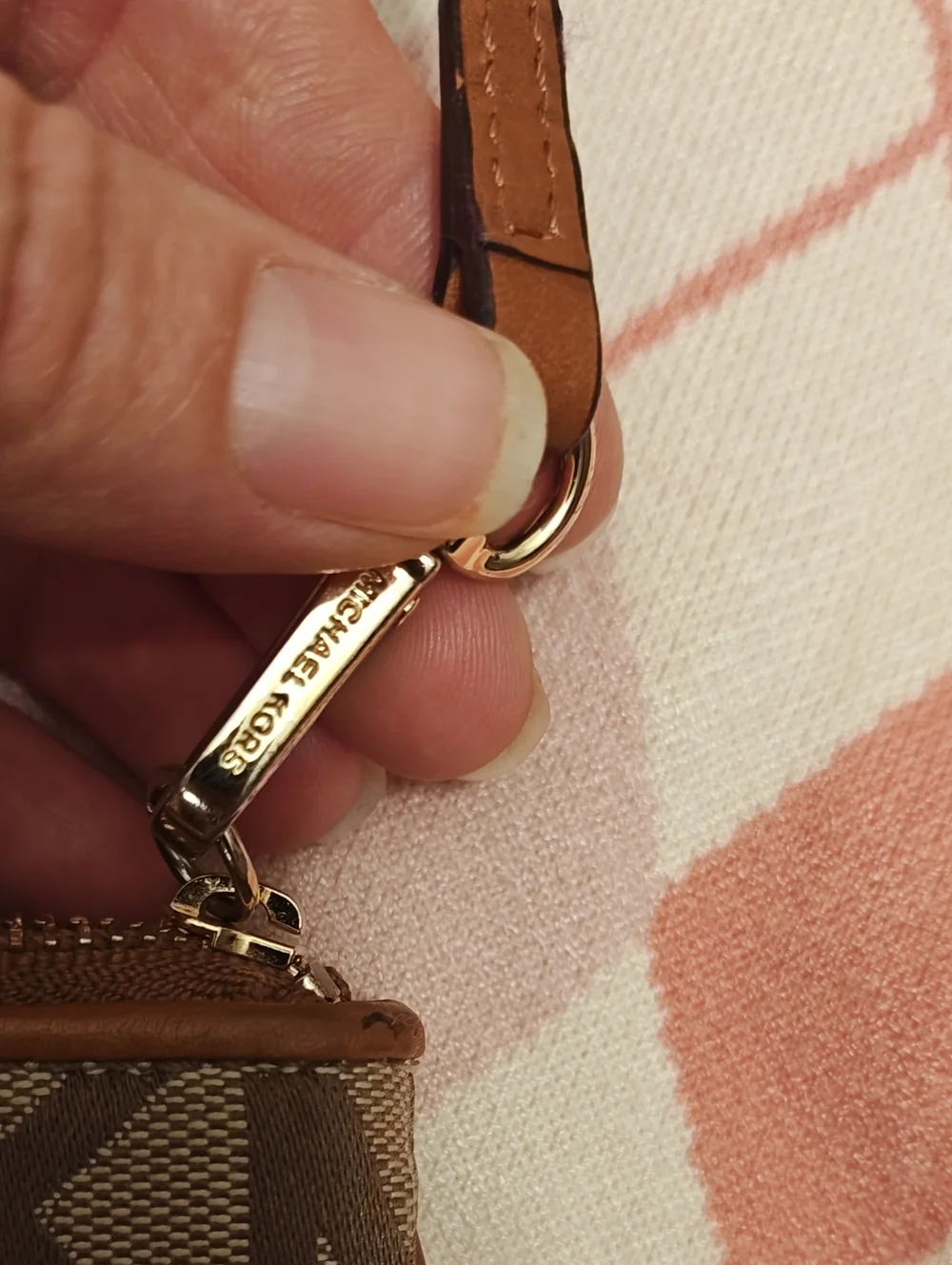 Michael Kors Tan & Brown MK Logo Wristlet